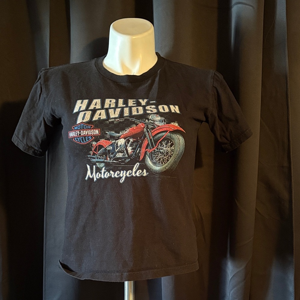 Harley-Davidson Black Tee with Red Motorcycle Graphic